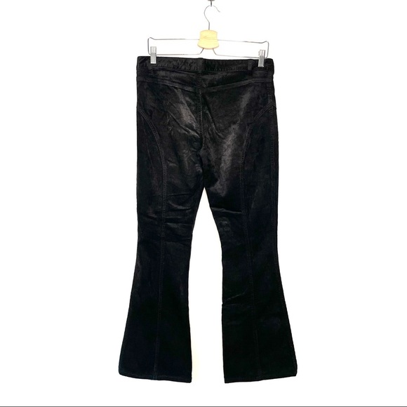 Express | Black Velvet Corduroy Y2K Front and Back Seam Flare Pants - Picture 5 of 7